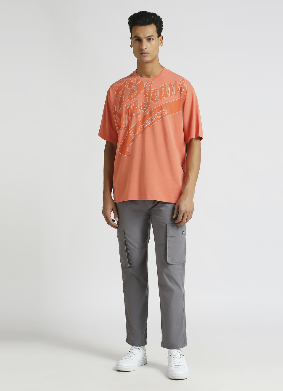 Peach Solid Brand Carrier Oversized T-shirt, , large image number 3