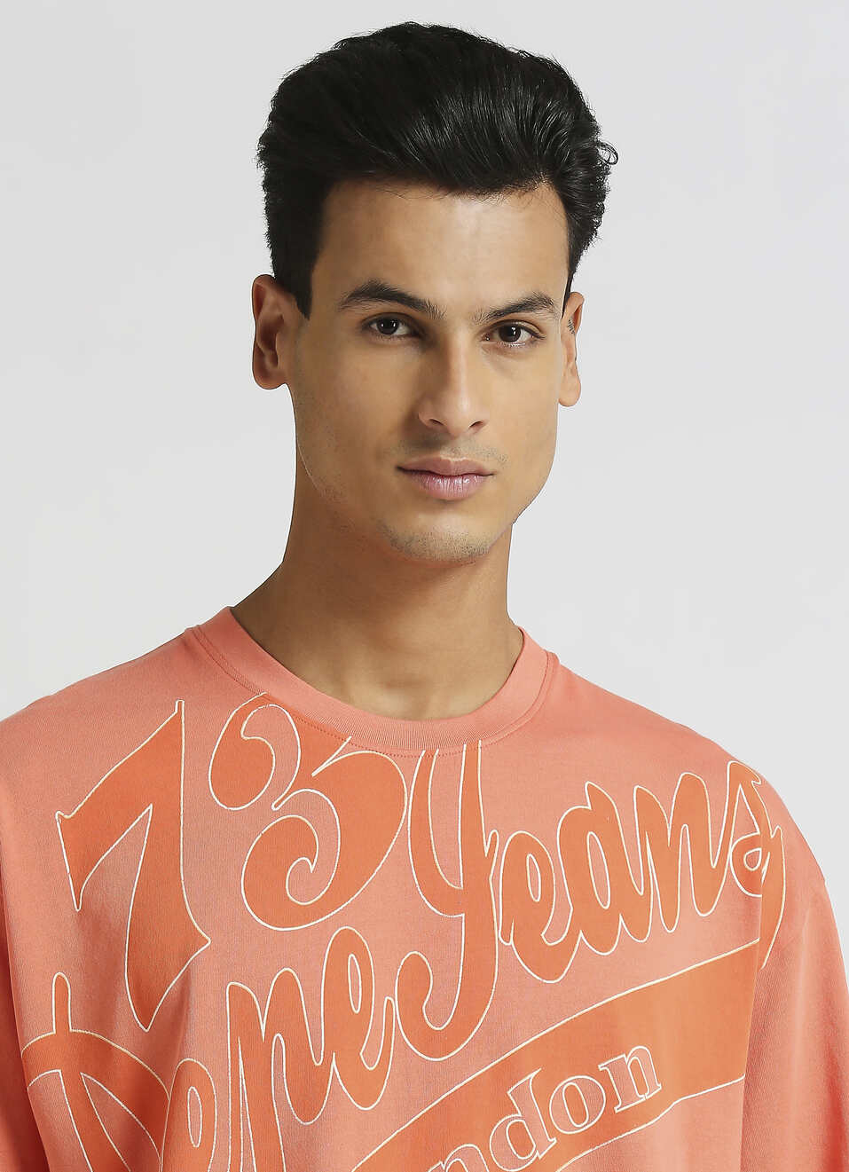 Peach Solid Brand Carrier Oversized T-shirt, , large image number 4