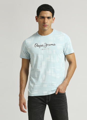 Blue All Over Print Short Sleeve T-shirt