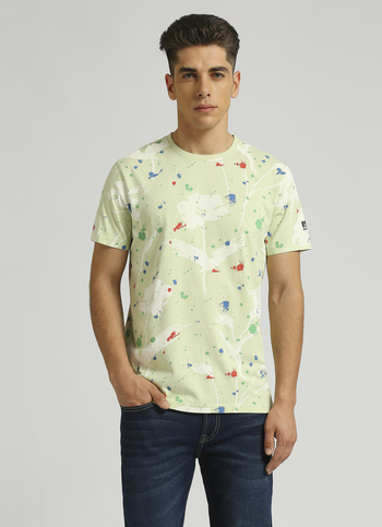 Green Abstract Print Short Sleeve T-shirt