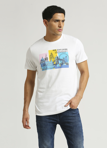 White Graphic Printed Short Sleeve T-shirt