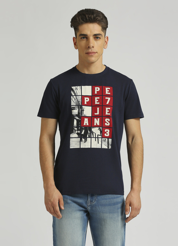 Navy Graphic Print Short Sleeve T-shirt