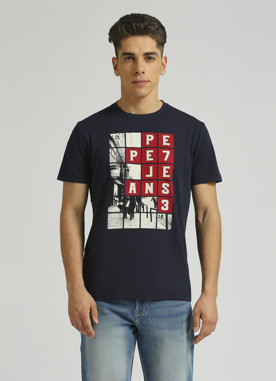 Navy Graphic Print Short Sleeve T-shirt, , large image number 0