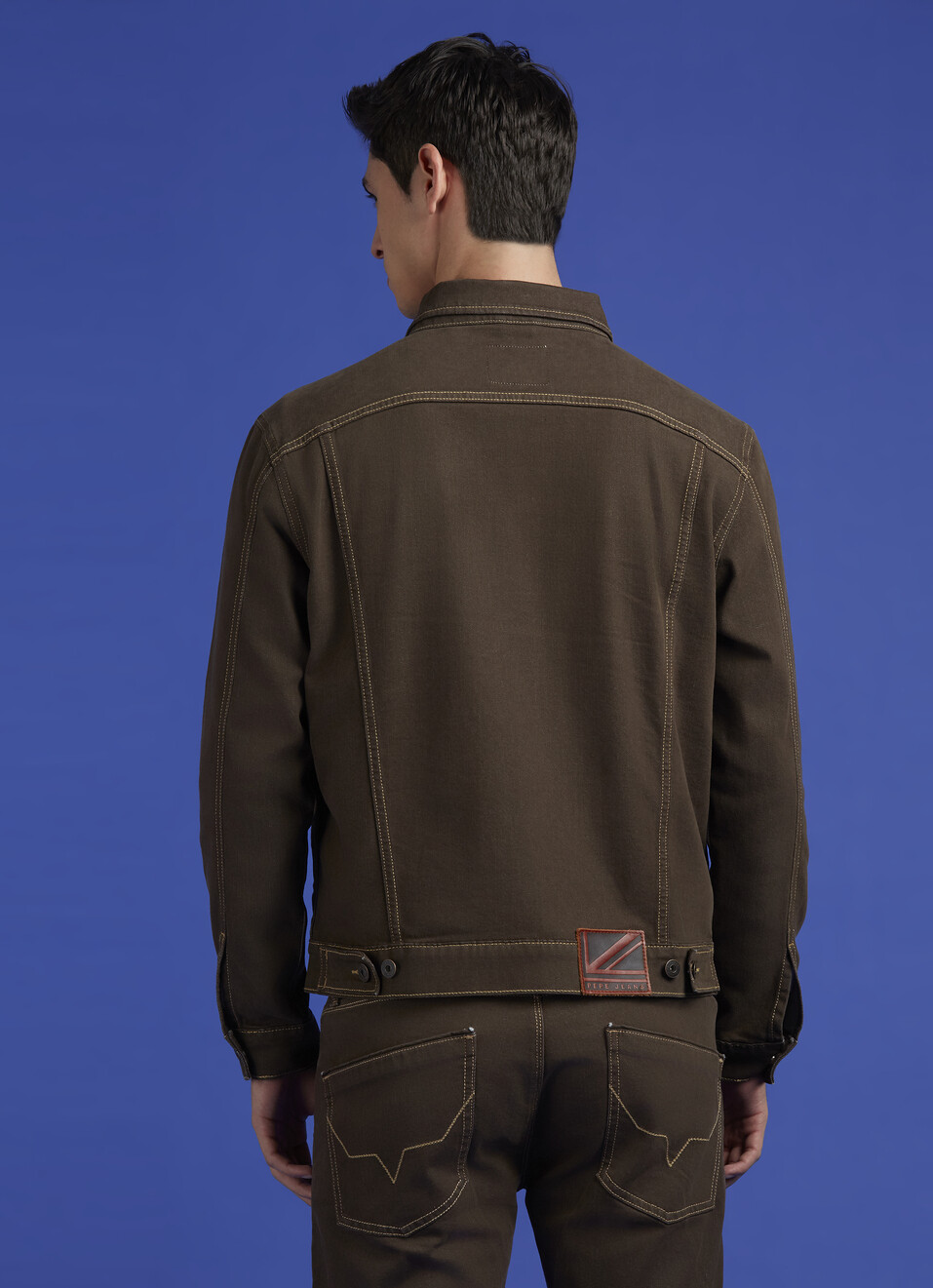 Brown Full Sleeve Denim Jacket, , large image number 2