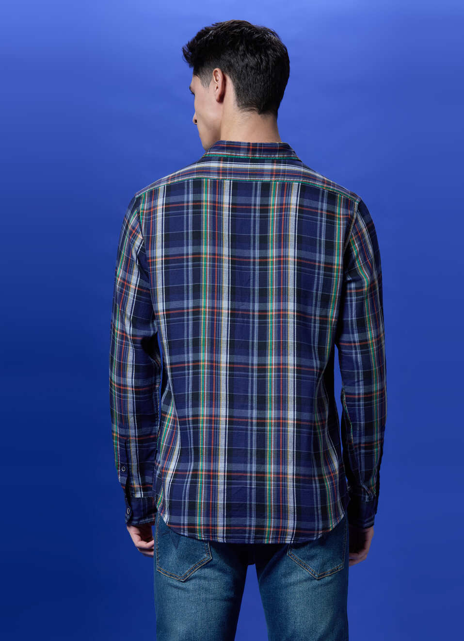 Navy Checked Full Sleeve Shirt, , large image number 2