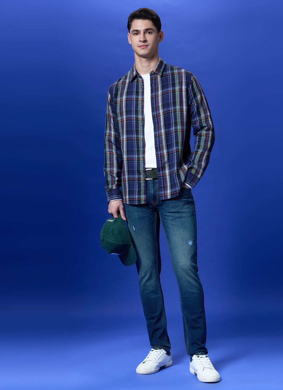 Navy Checked Full Sleeve Shirt, , large image number 5