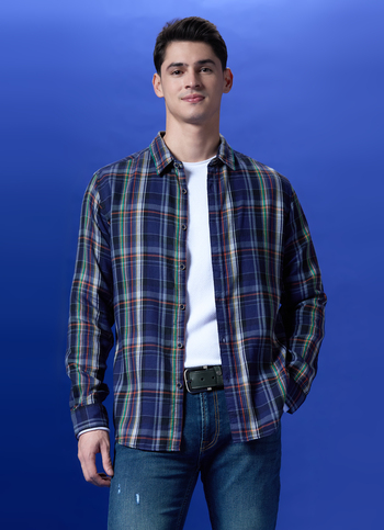 Navy Checked Full Sleeve Shirt
