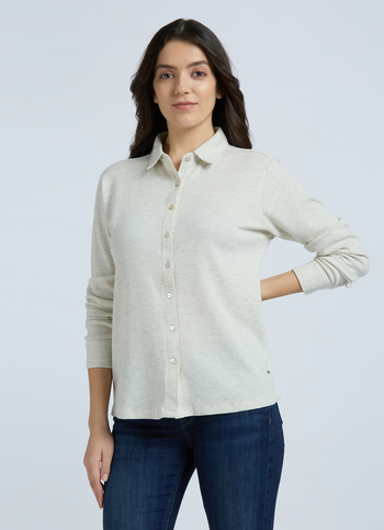 Ecru Full Sleeve Waffle Knit Shirt