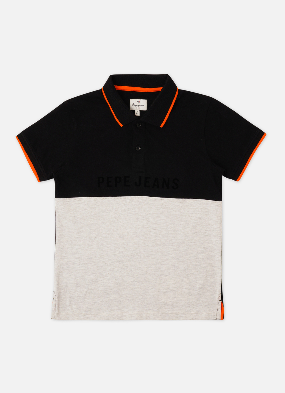 Boys Black Colour Block Short Sleeve Polo, , large image number 0