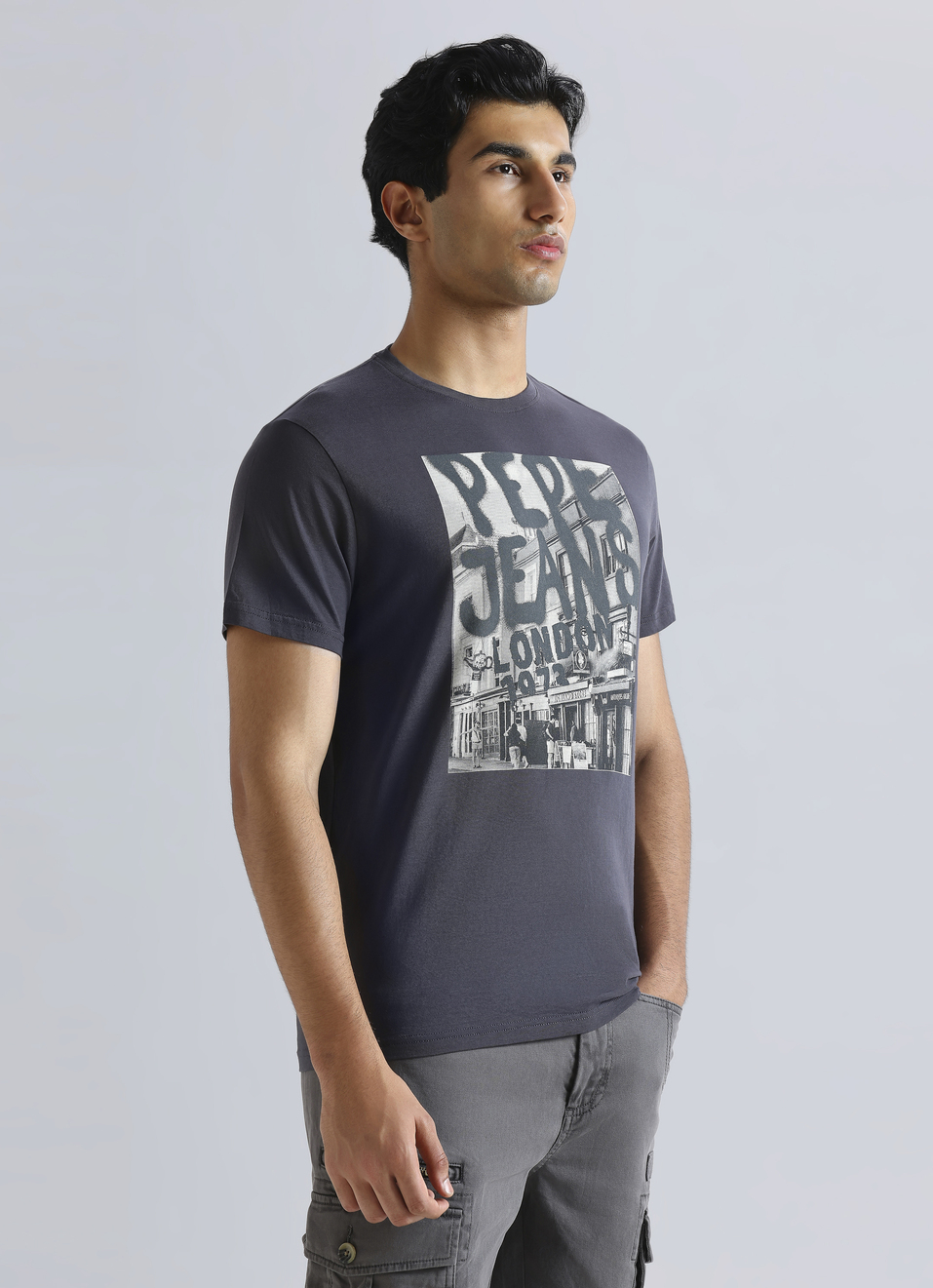 Grey Graphic Print Short Sleeve T-shirt, , large image number 3