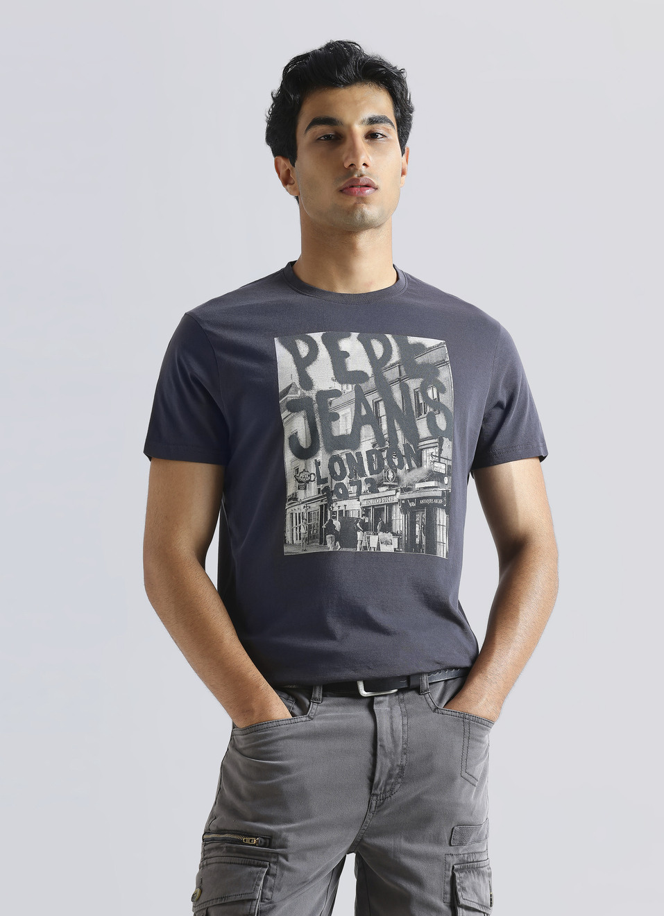 Grey Graphic Print Short Sleeve T-shirt, , large image number 0