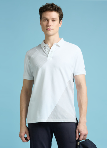 White Abstract Print Short Sleeves Polo