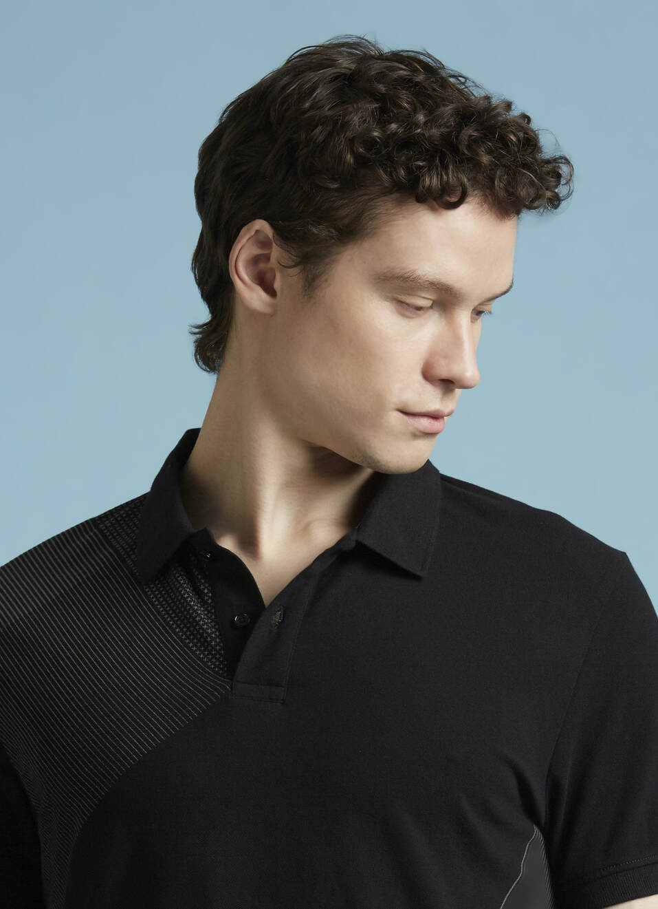 Black Abstract Print Short Sleeves Polo, , large image number 4