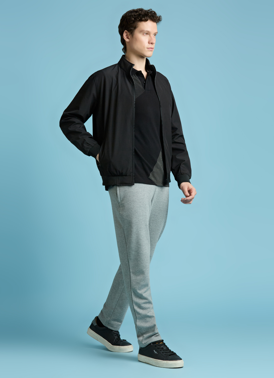 Black Abstract Print Short Sleeves Polo, , large image number 5