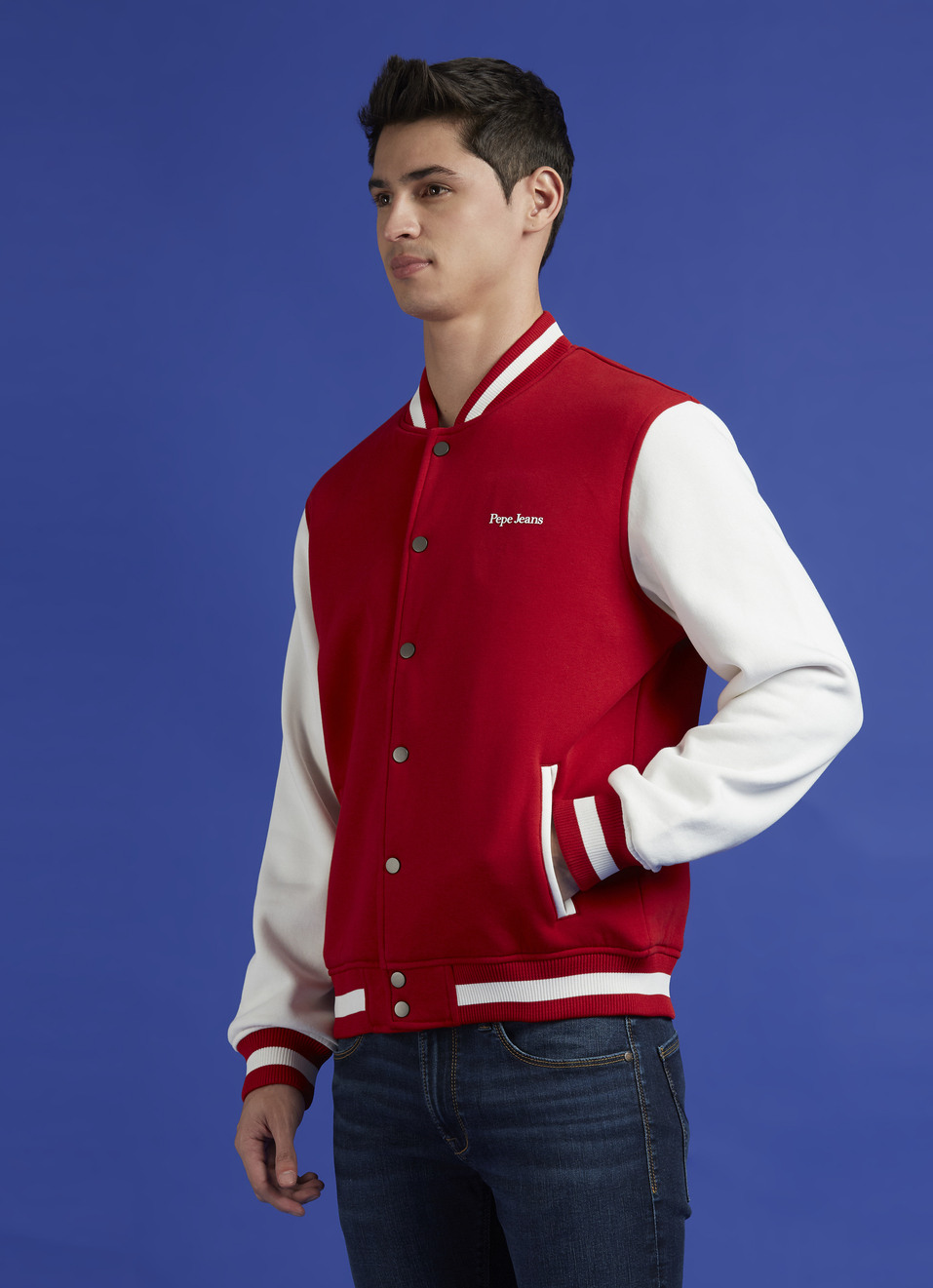 Red Baseball Neck Full Sleeve Jacket, , large image number 3