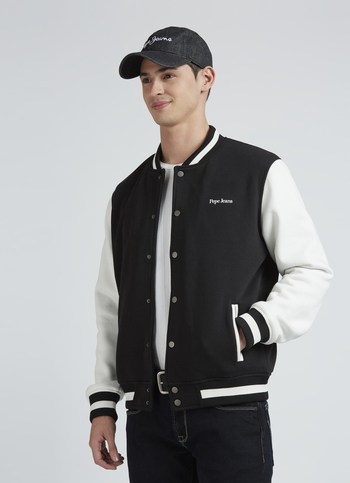 Black Baseball Neck Full Sleeve Jacket