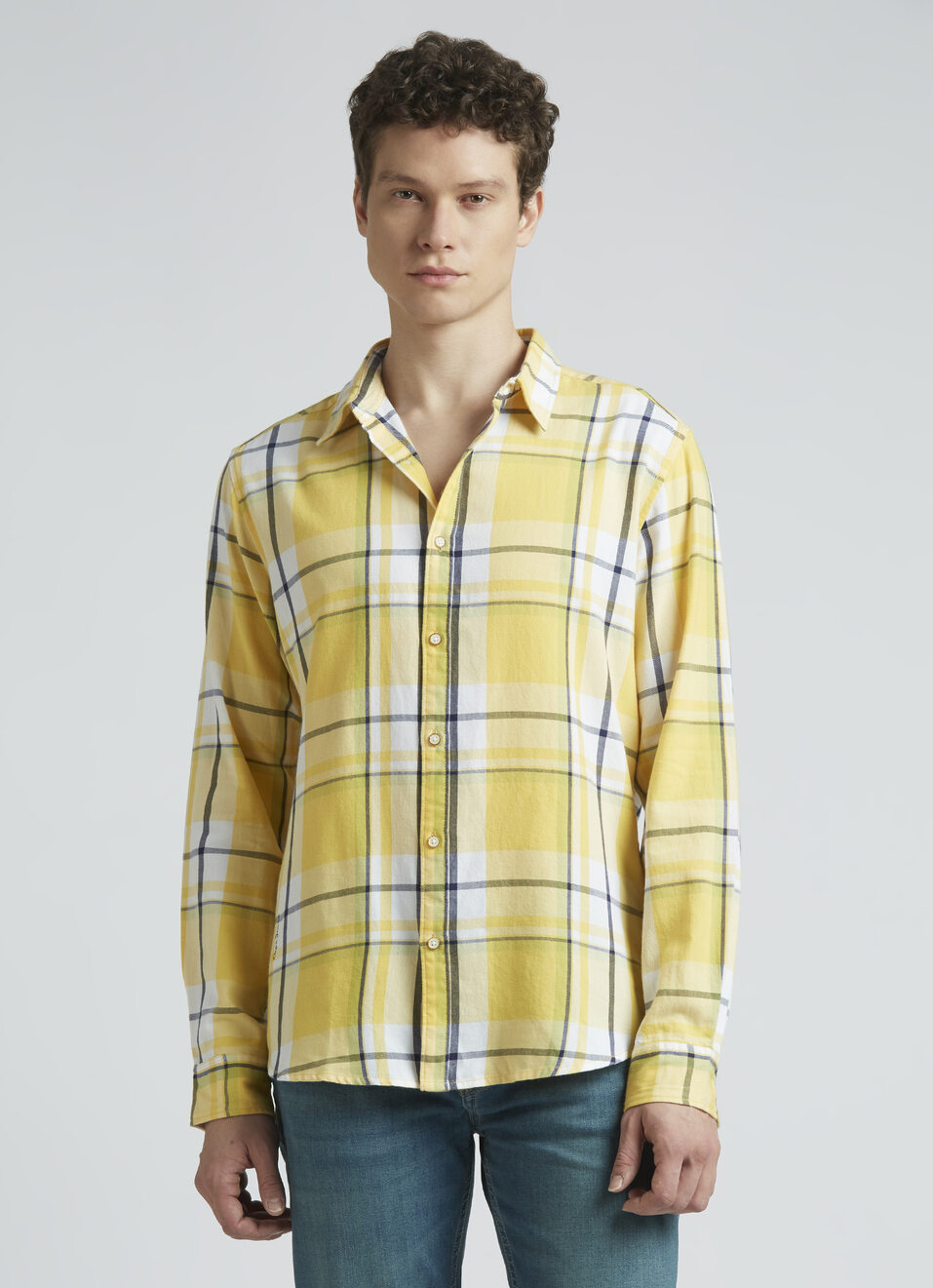 Yellow Checks Full Sleeve Shirt, , large image number 1