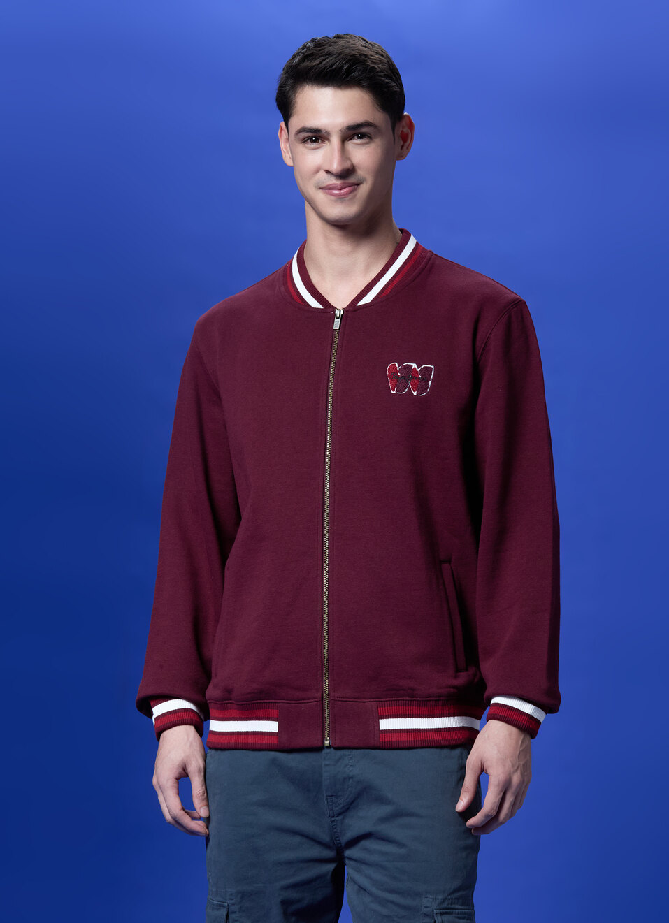 Burgundy Back Print Full Sleeve Sweatshirt, , large image number 1