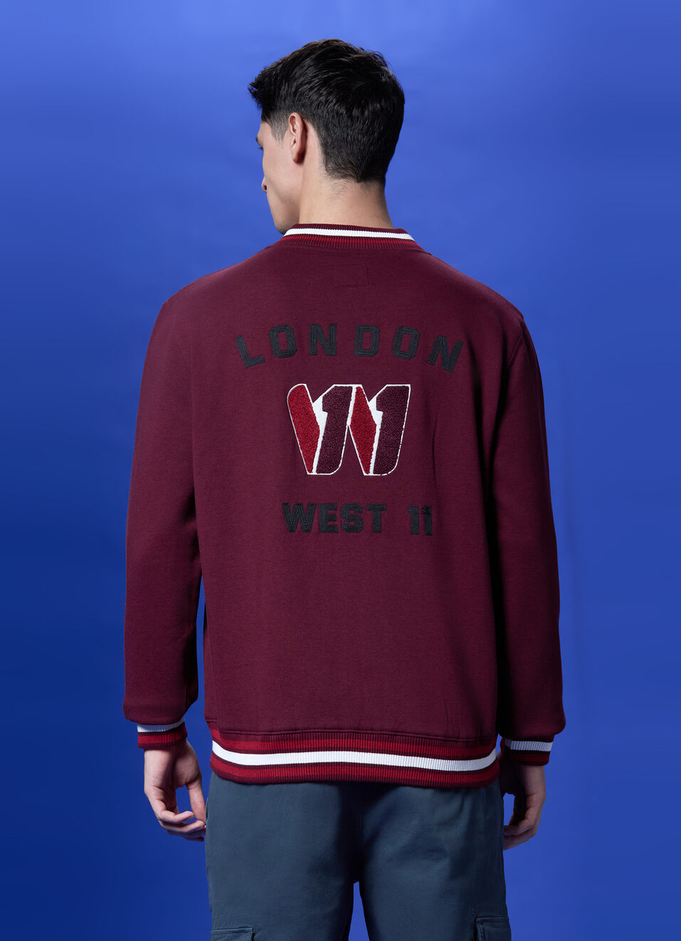 Burgundy Back Print Full Sleeve Sweatshirt, , large image number 2