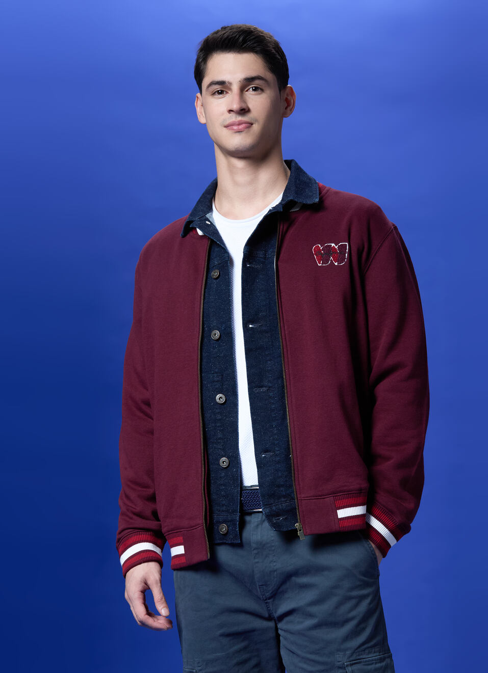 Burgundy Back Print Full Sleeve Sweatshirt, , large image number 0