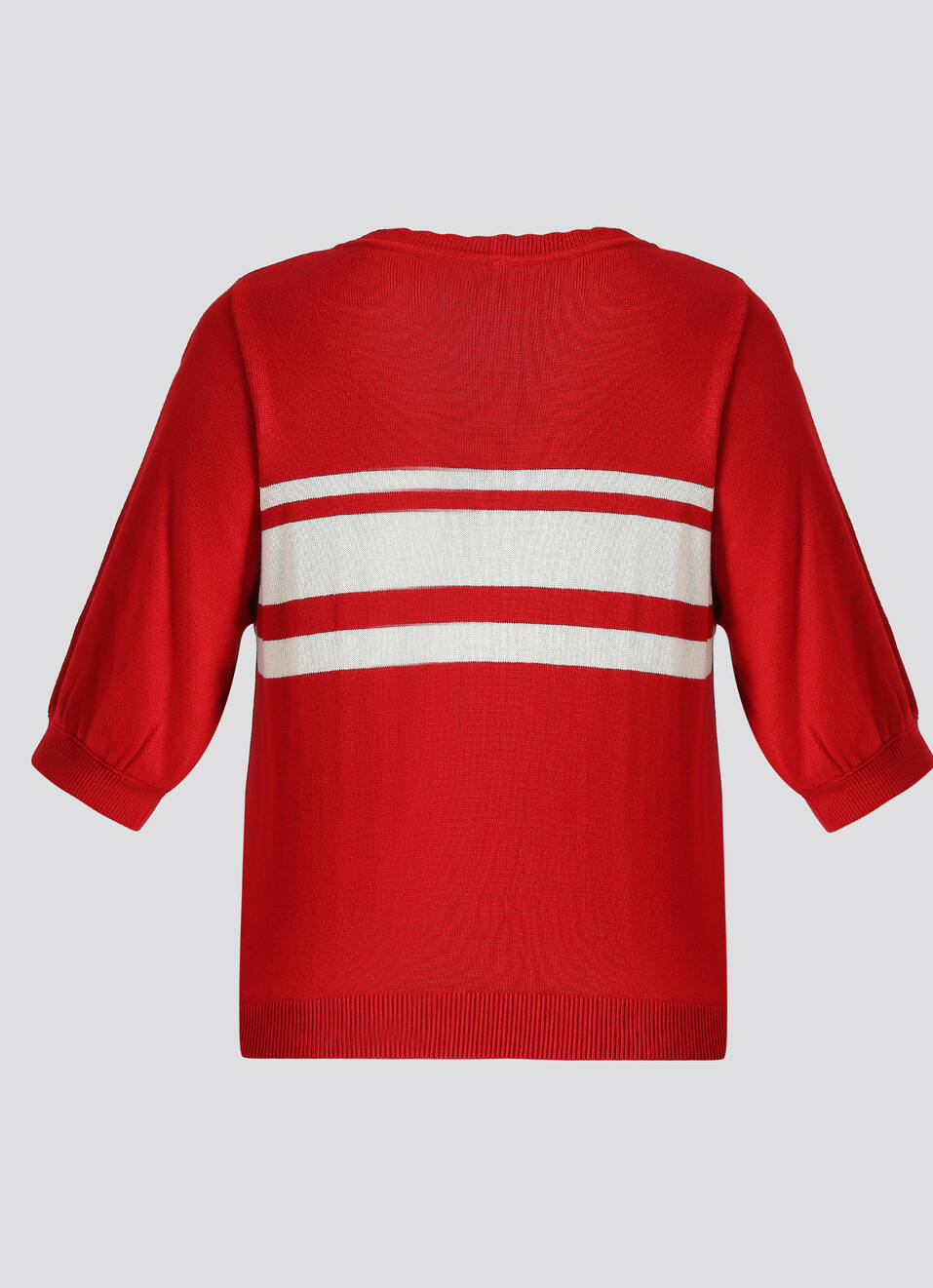 Red Stripes Short Sleeve Flat Knit Top, , large image number 7