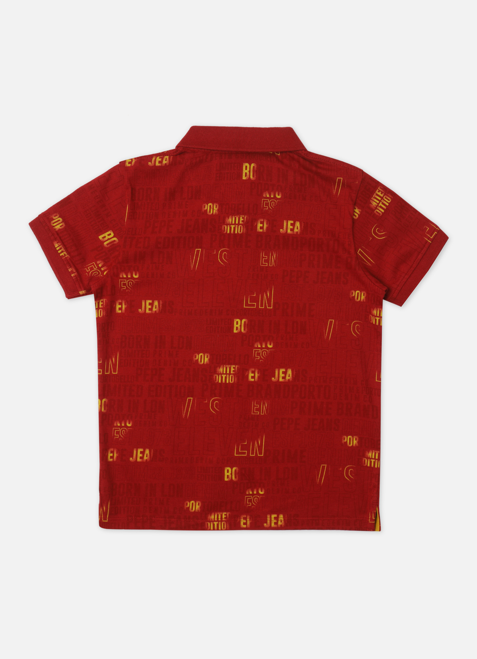 Boys Red Typographic Print Short Sleeve Polo, , large image number 1