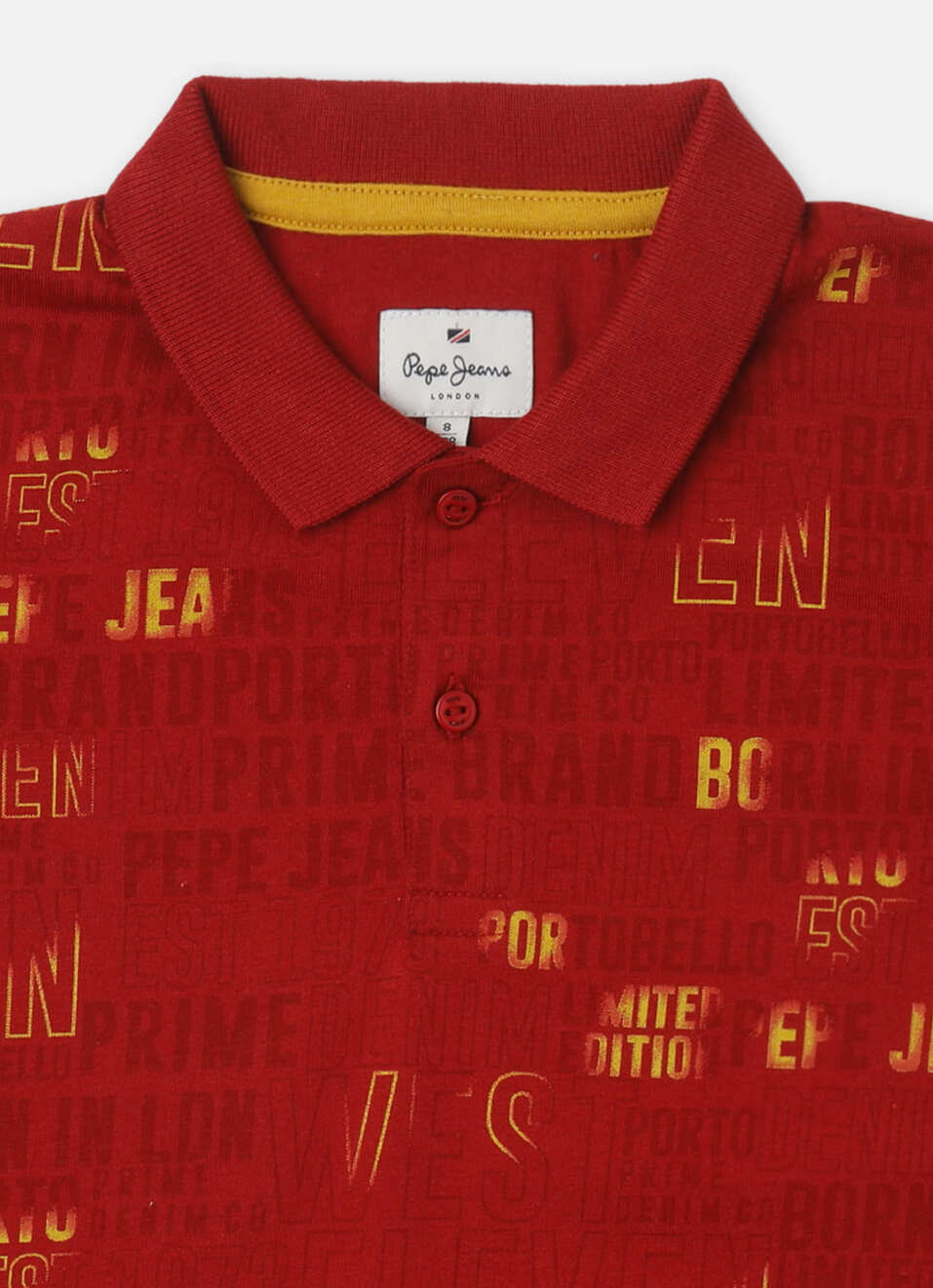 Boys Red Typographic Print Short Sleeve Polo, , large image number 2