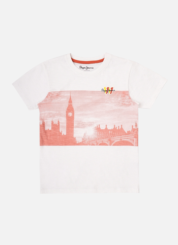 Boys White Graphic Print Short Sleeve T-shirt