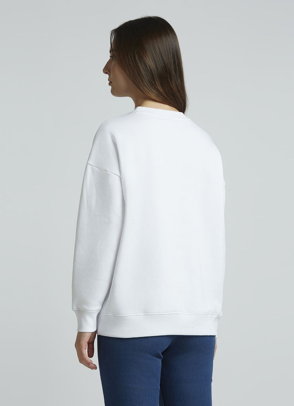 White Embellished Oversized Sweatshirt, , large image number 2