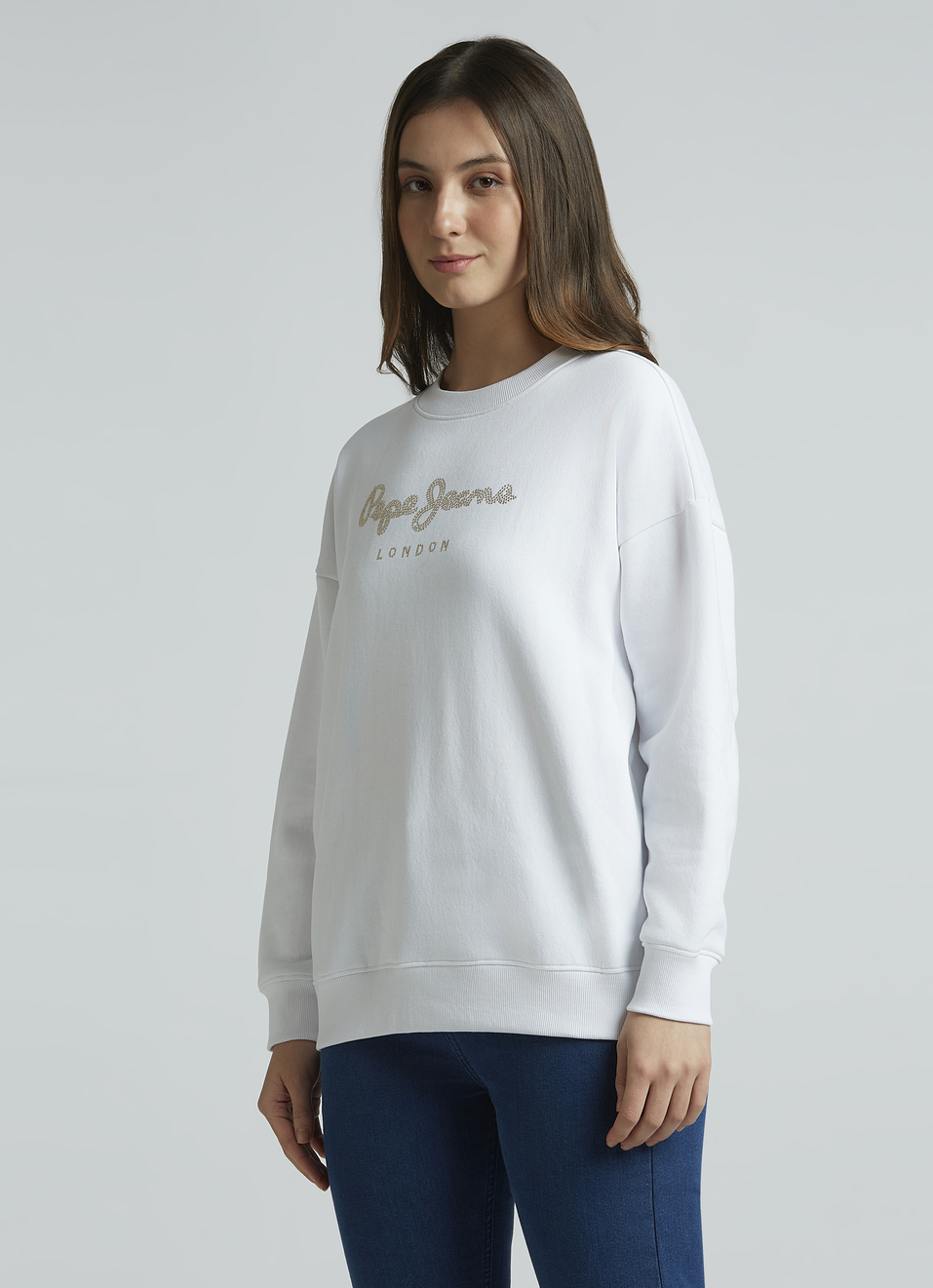 White Embellished Oversized Sweatshirt, , large image number 3