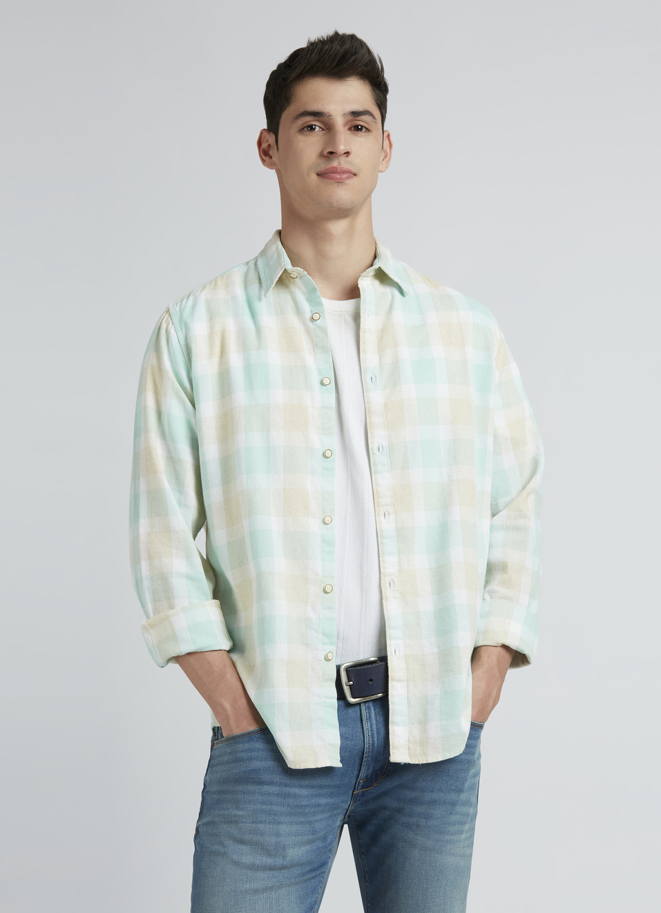 Blue Check Full Sleeve Shirt, , large image number 0