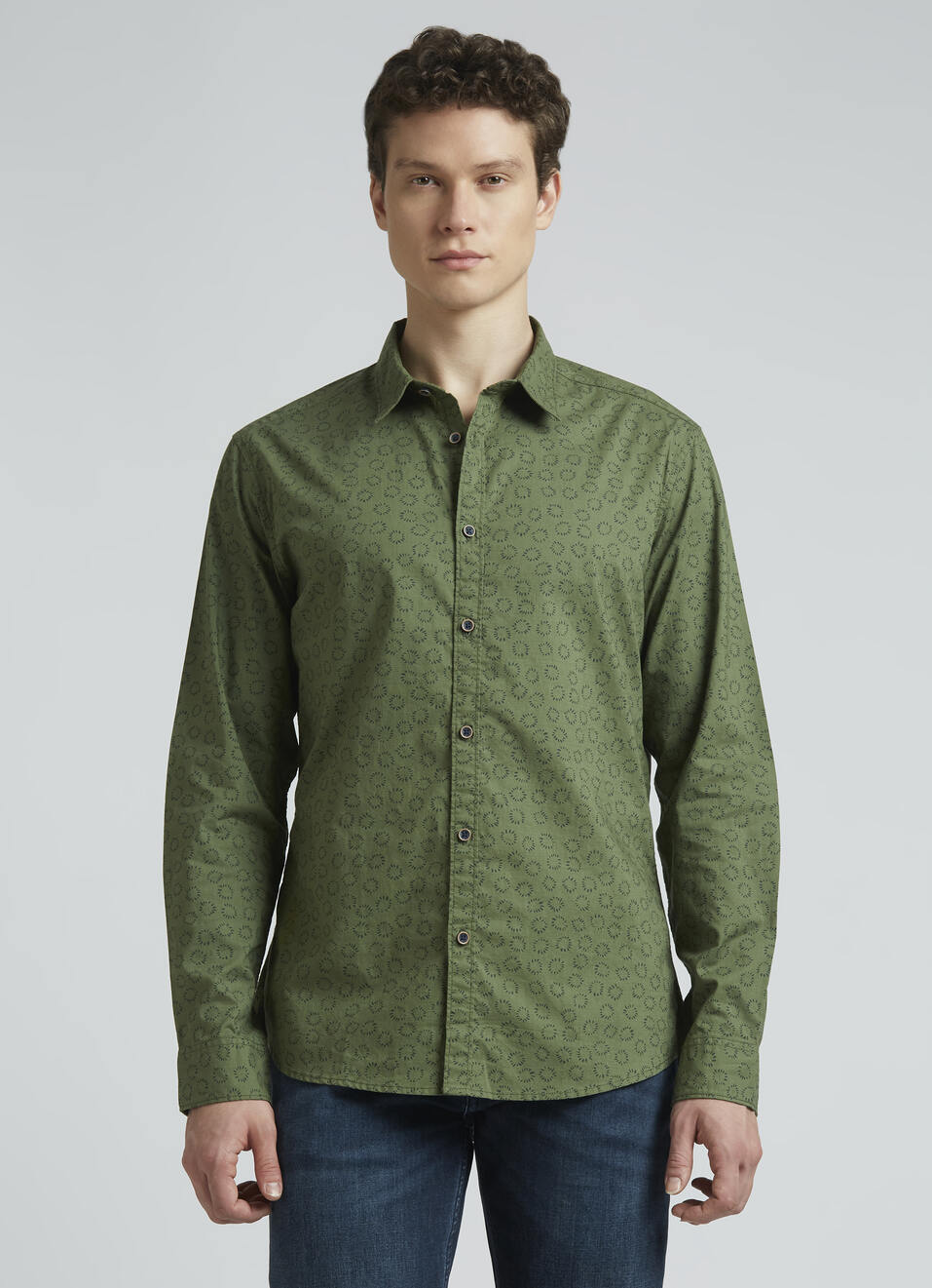 Green Printed Full Sleeve Shirt, , large image number 1