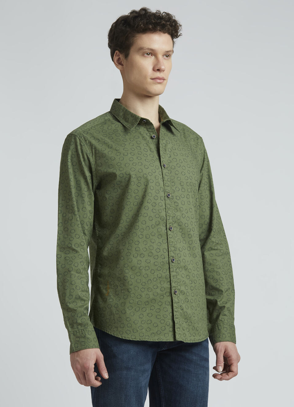Green Printed Full Sleeve Shirt, , large image number 3