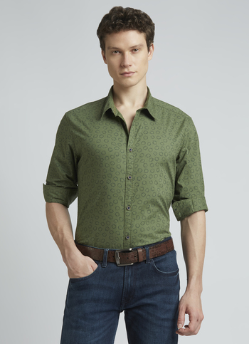 Green Printed Full Sleeve Shirt