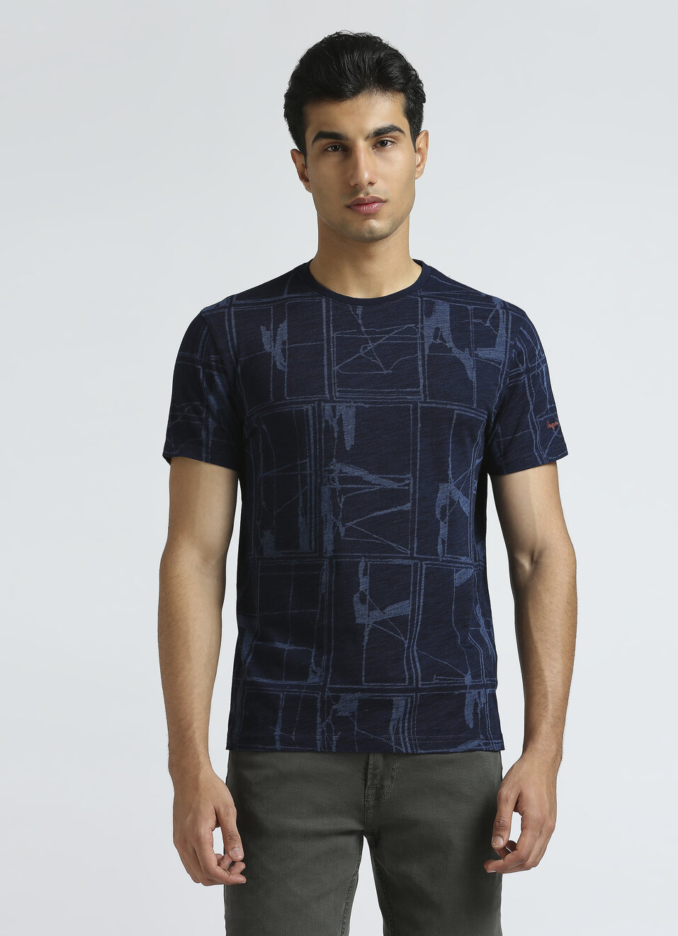 Blue Laser Print Short Sleeved T-shirt, , large image number 1
