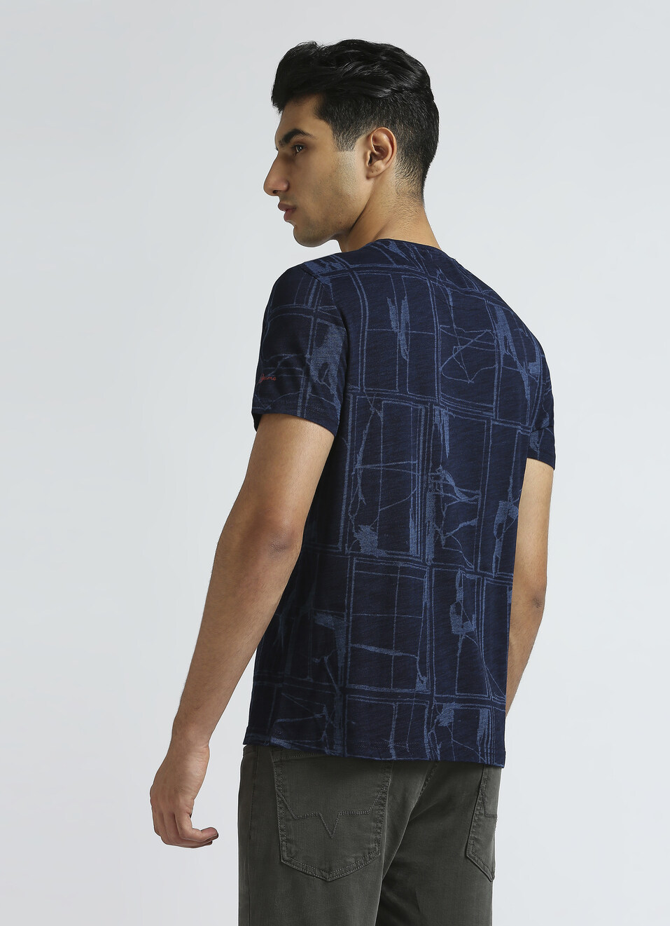 Blue Laser Print Short Sleeved T-shirt, , large image number 2