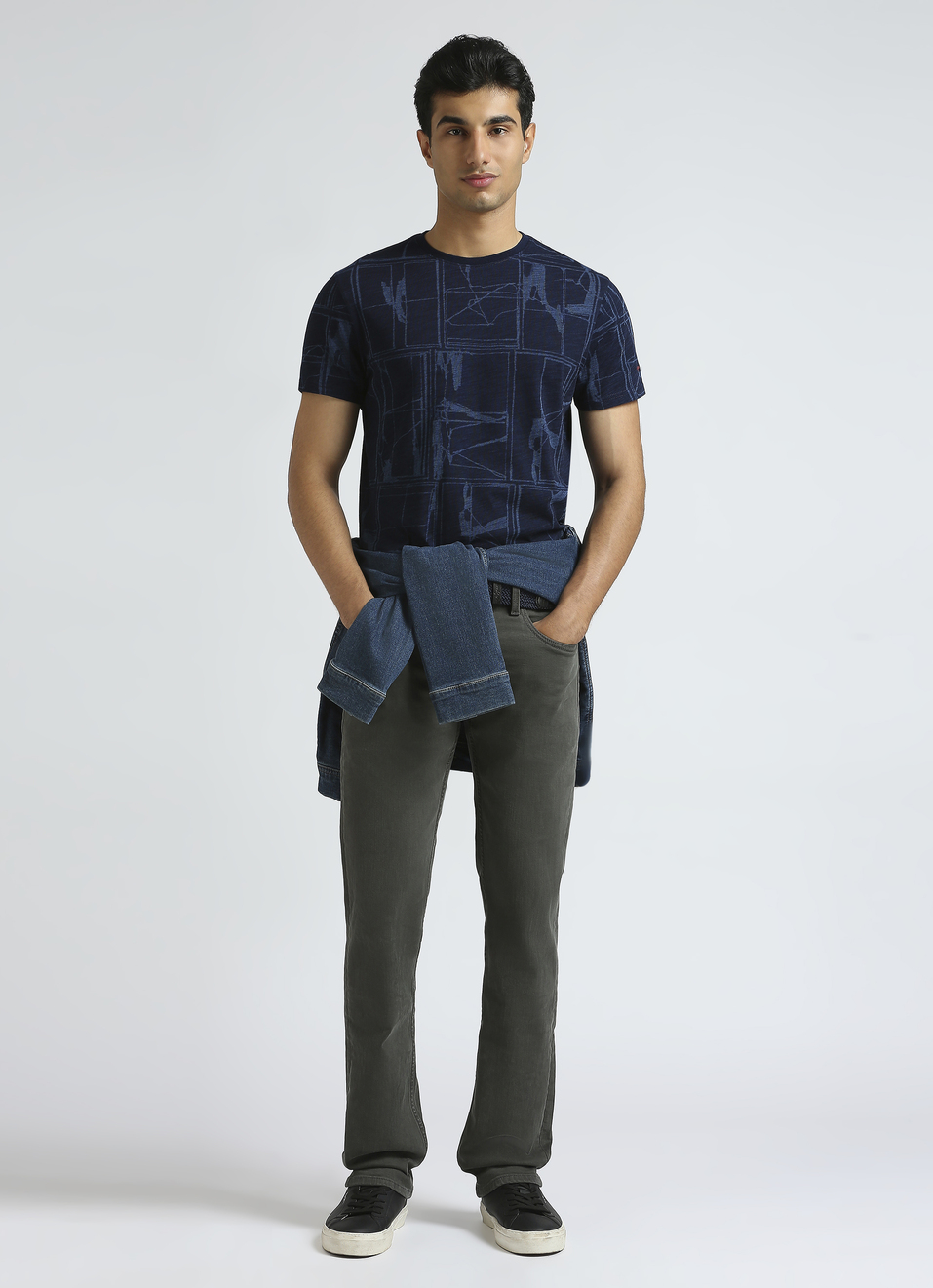 Blue Laser Print Short Sleeved T-shirt, , large image number 5