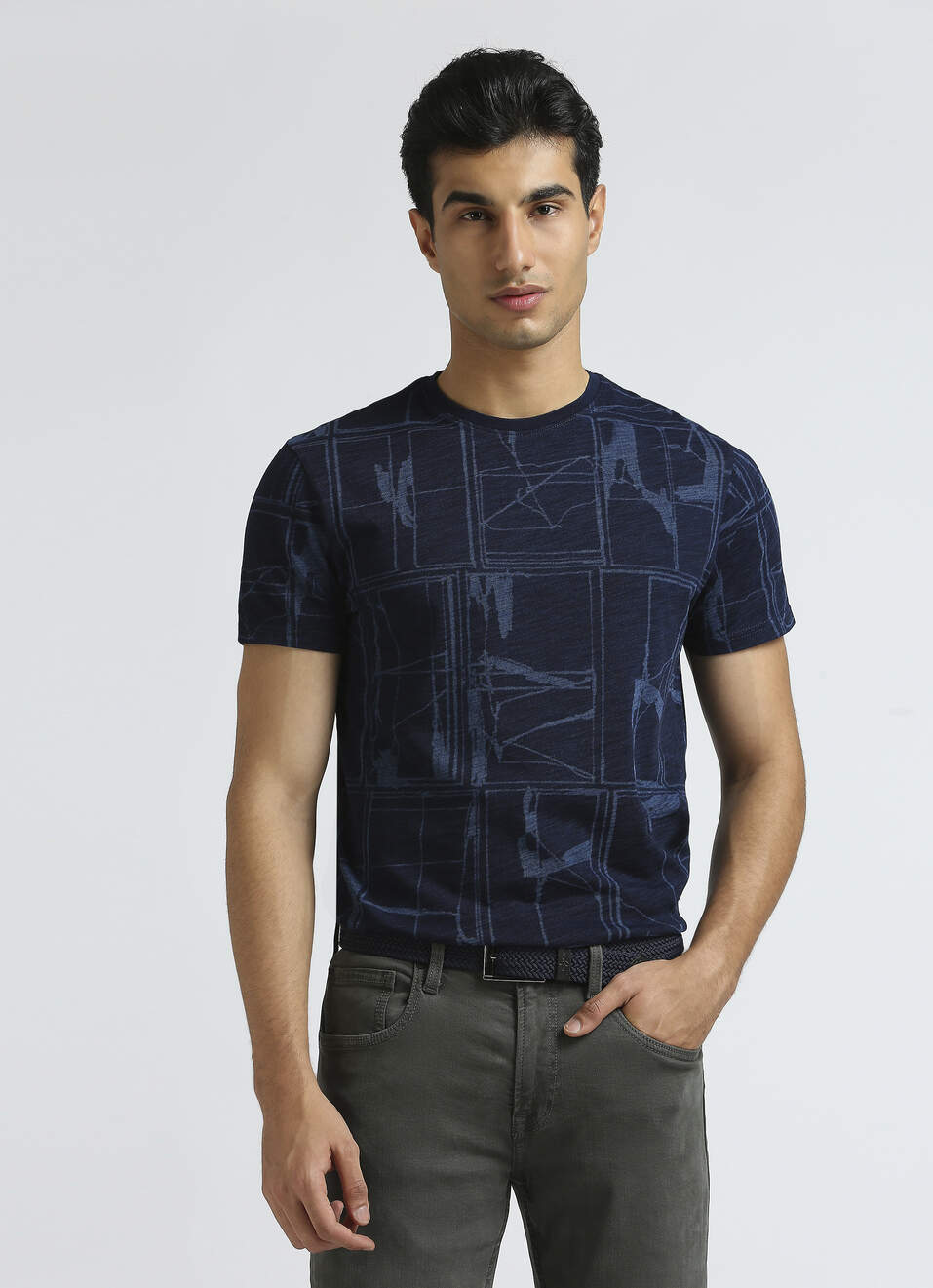 Blue Laser Print Short Sleeved T-shirt, , large image number 0