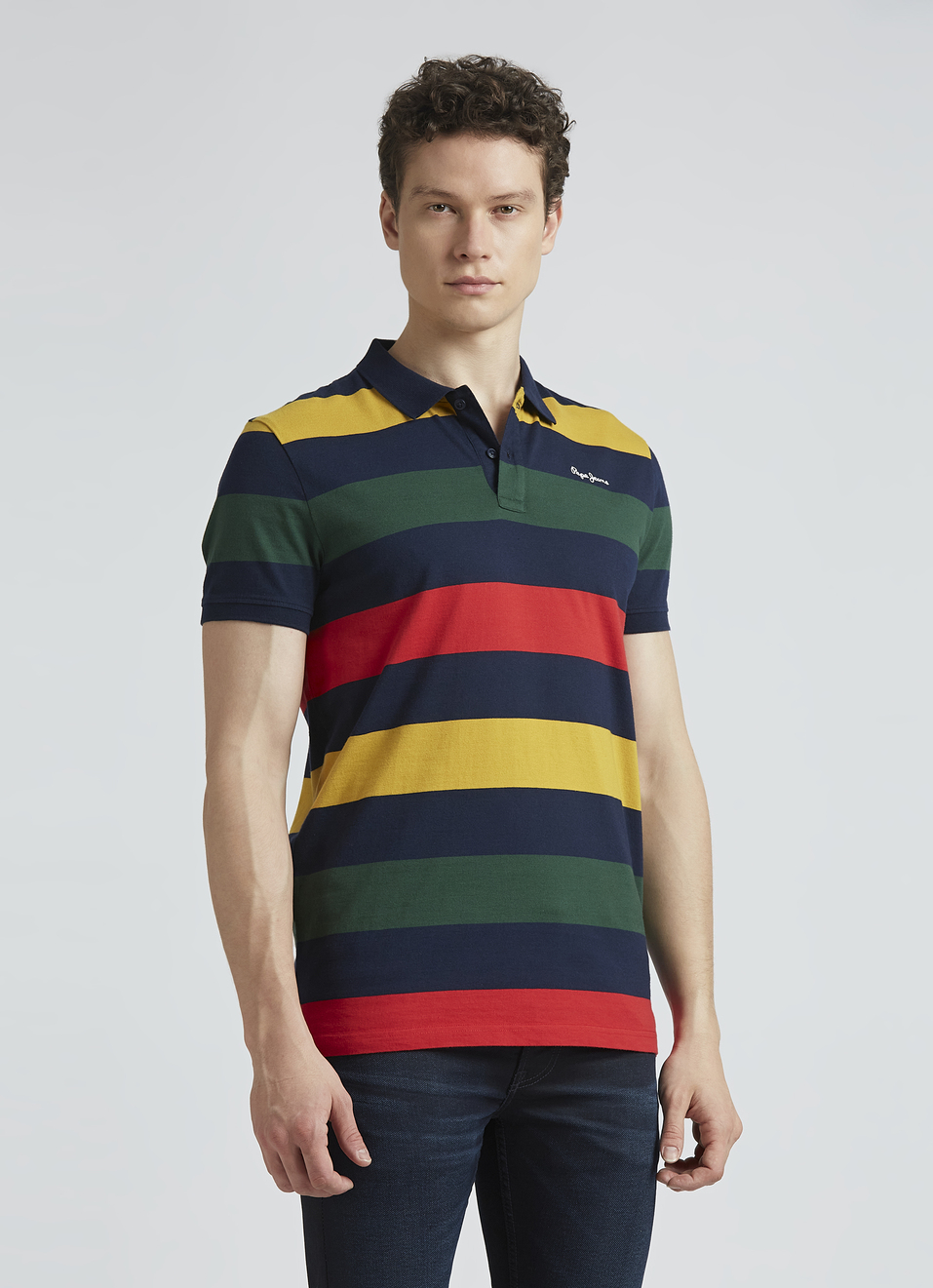 Navy Stripes Short Sleeve Polo, , large image number 3
