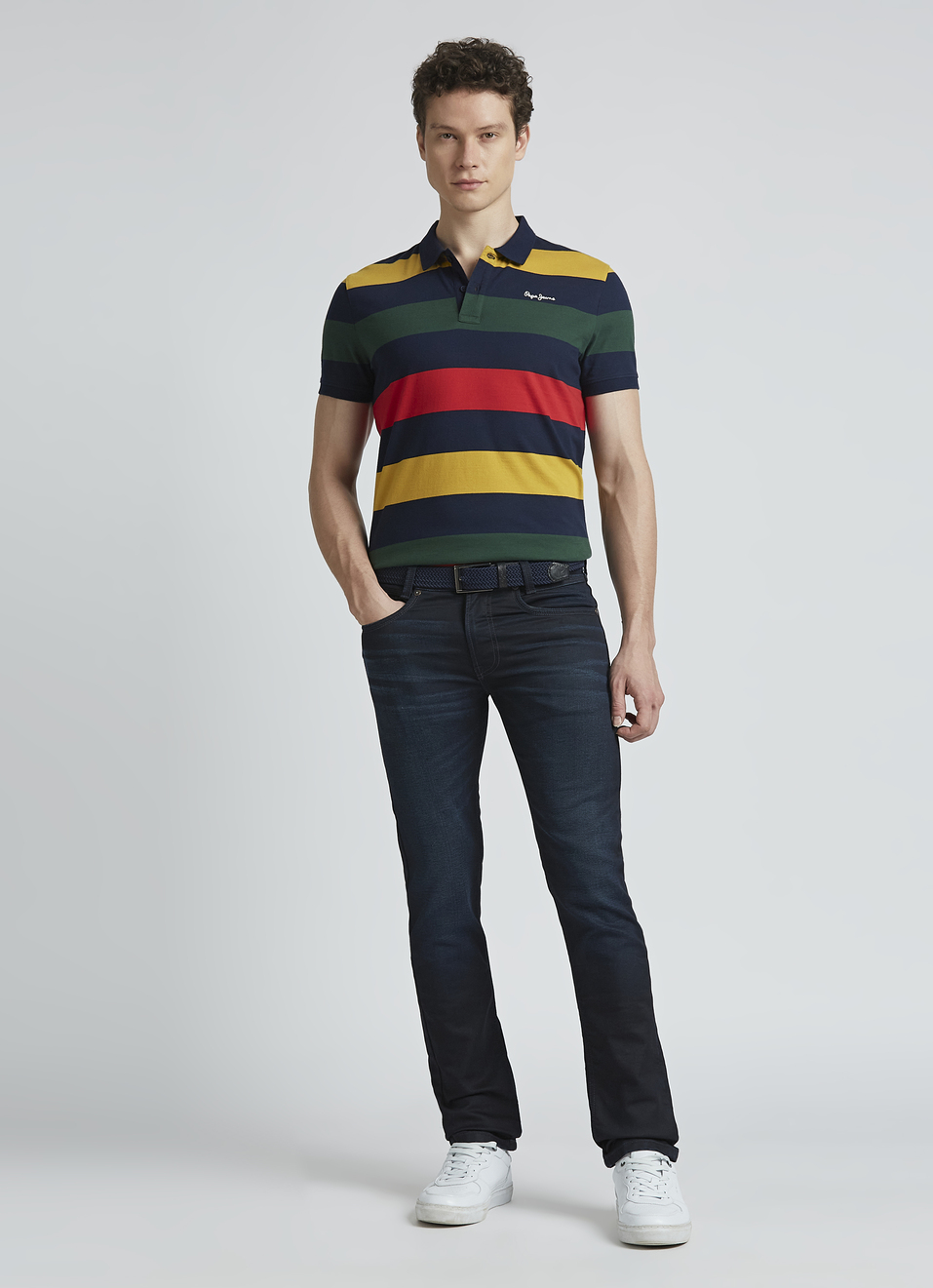 Navy Stripes Short Sleeve Polo, , large image number 5