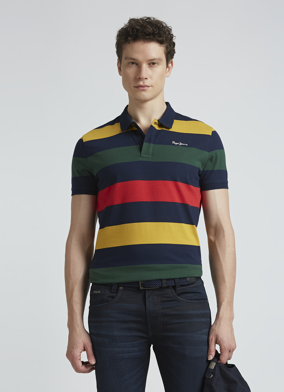 Navy Stripes Short Sleeve Polo, , large image number 0