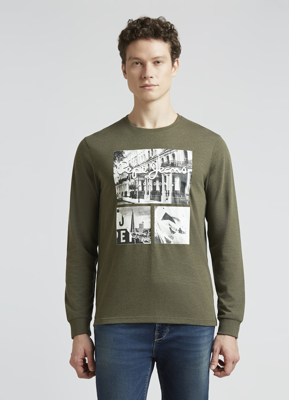 Green Graphic Print Full Sleeve T-shirt, , large image number 1