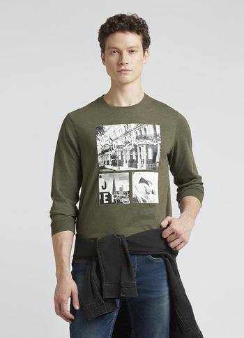 Green Graphic Print Full Sleeve T-shirt