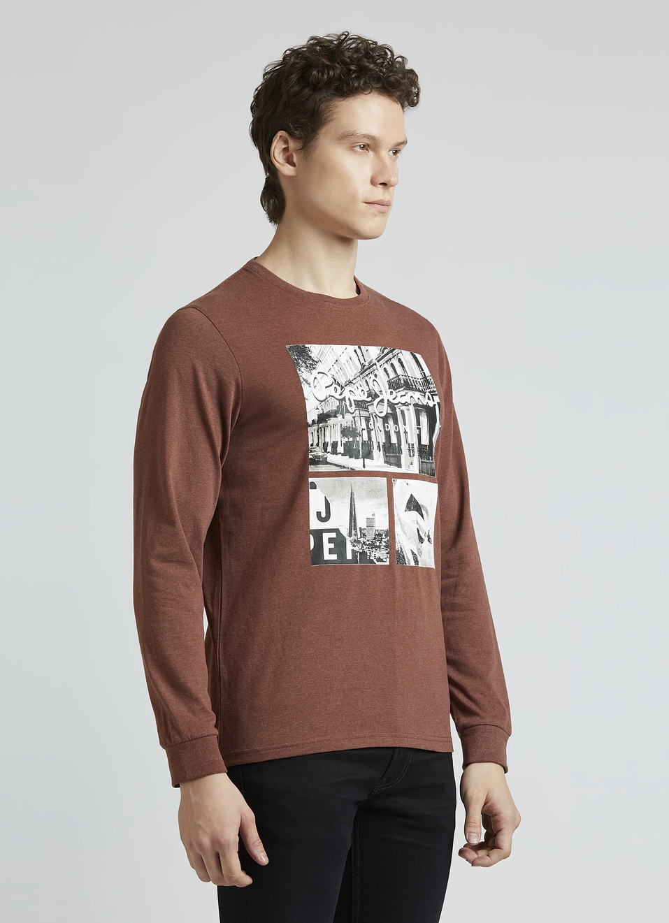 Brown Graphic Print Full Sleeve T-shirt, , large image number 3