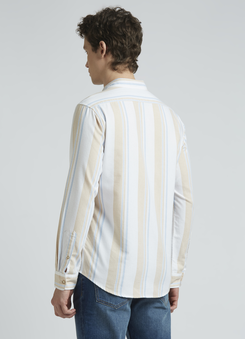 Beige Summer Stripes Full Sleeve Shirt, , large image number 2
