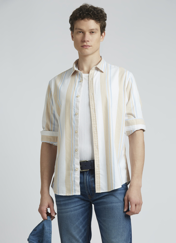 Beige Summer Stripes Full Sleeve Shirt