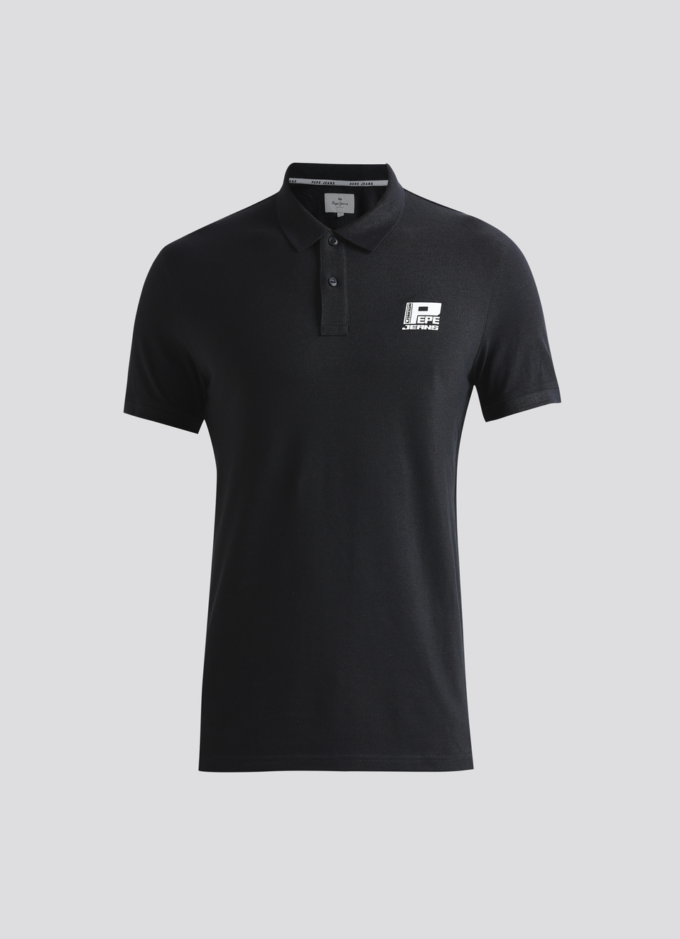 Black Flock Logo Print Short Sleeve Polo, , large image number 6