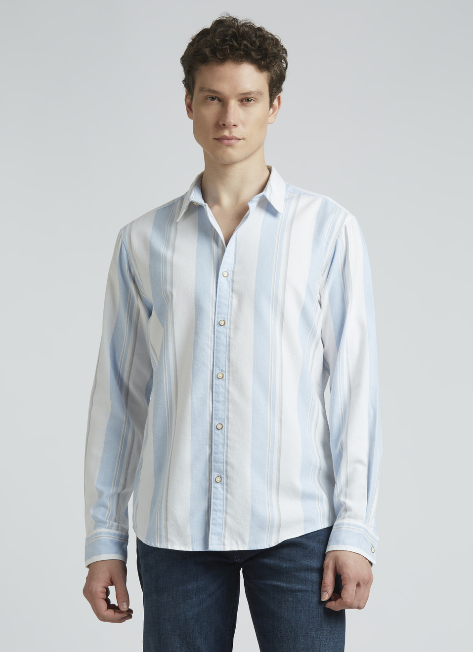 Blue Pastel Stripes Full Sleeve Shirt, , large image number 1