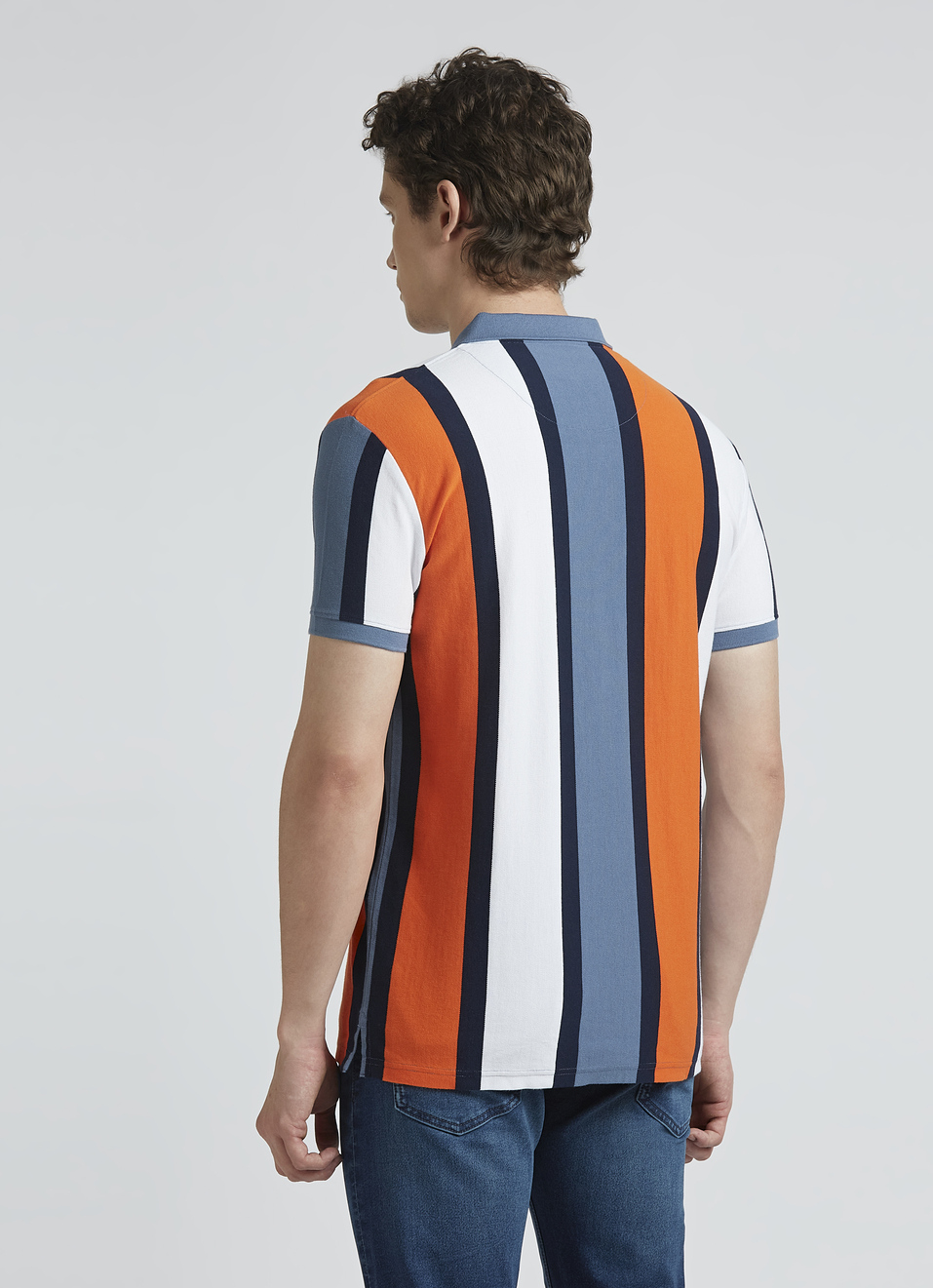 Orange Stripes Short Sleeve Polo, , large image number 2