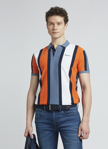 Orange Stripes Short Sleeve Polo